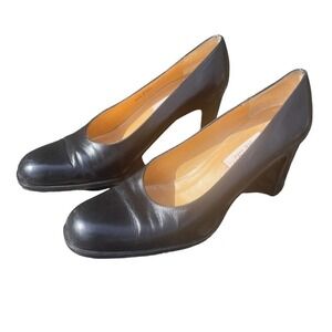 Coach New York Black Leather Round Toe Block Heels  - Size 8
